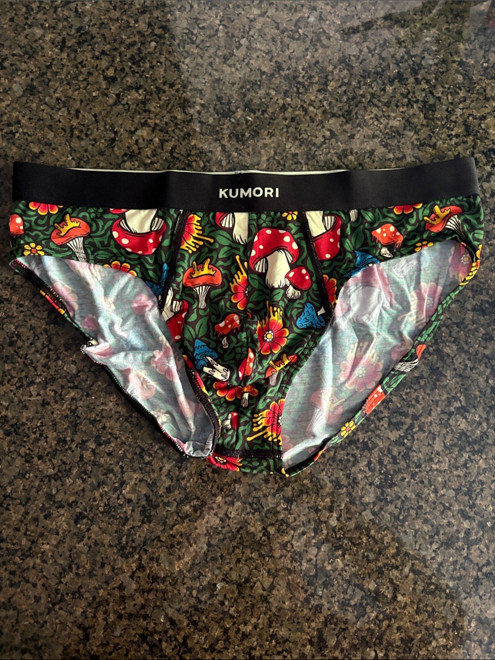 Kumori Bamboo Black Floral Mushroom Briefs - NEVER worn